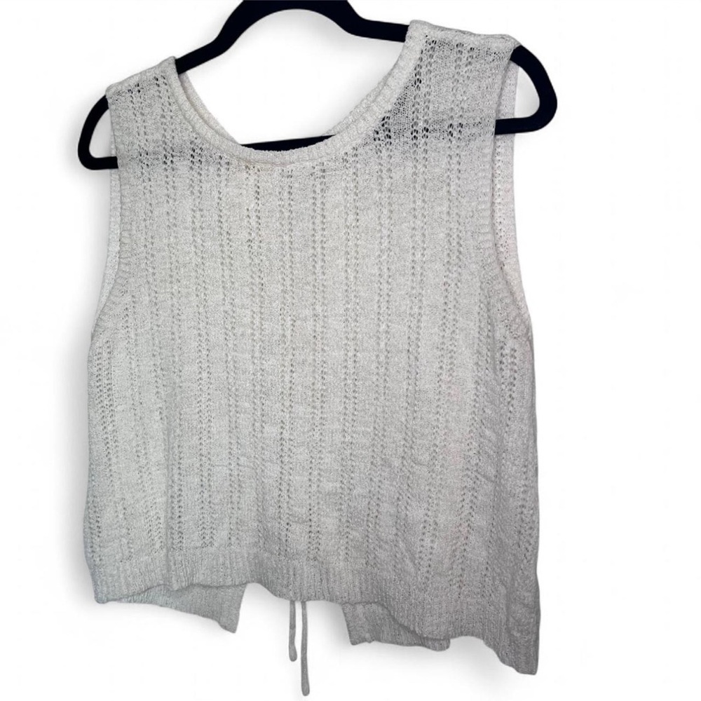 Lulus White Crochet Tank Top Medium | Tie Back Knit Sleeveless - Picture 2 of 6